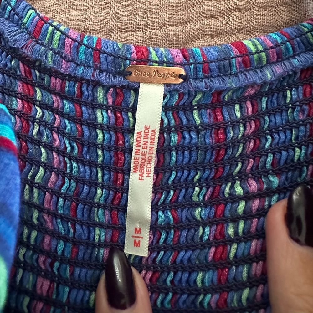 Free People multicolor striped smocked maxi sundress size M - Picture 4 of 5